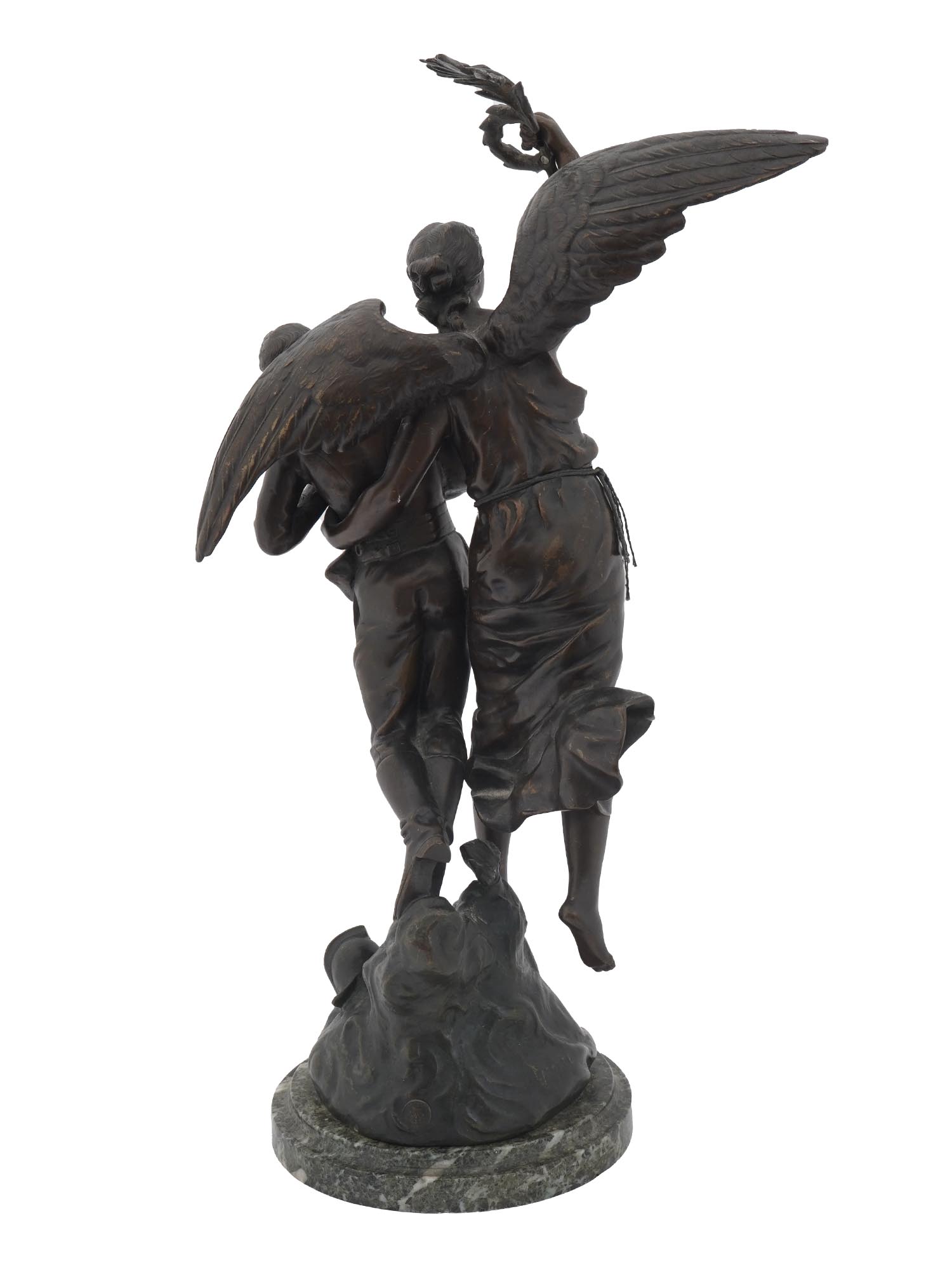 FRENCH FABRICATION FRANCAISE ANGEL SPELTER STATUE PIC-4
